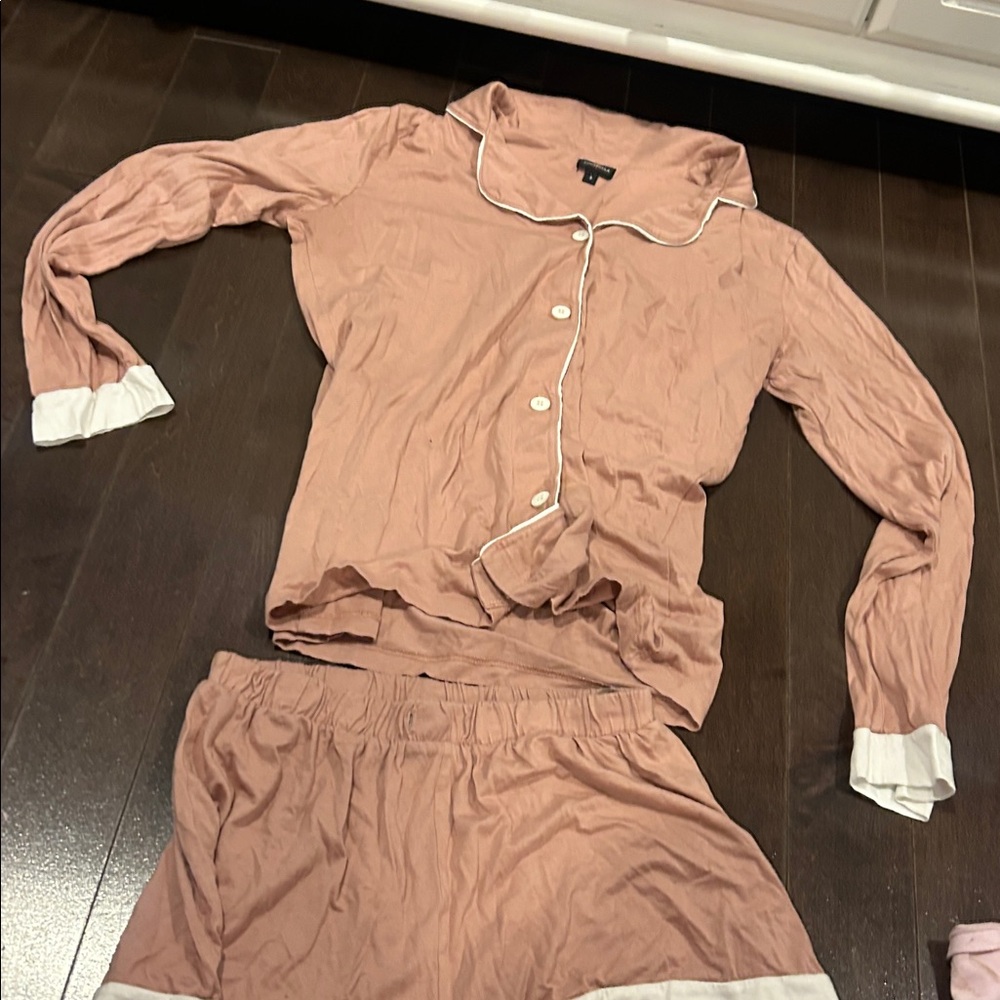 Cosabella Blush Button-Down Shirt with White Trim